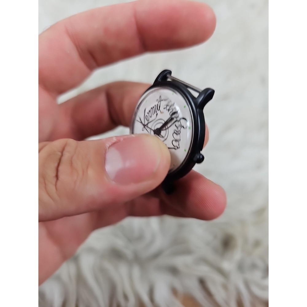 Lorus Kermit The Frog 1991 Black Round Case Black Faux Leather Band Watch - - Picture 6 of 8